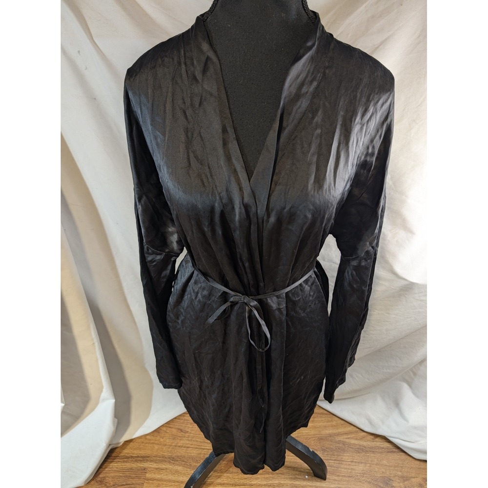 Vtge Y2K Victorias Secret 100% Silk Black Robe